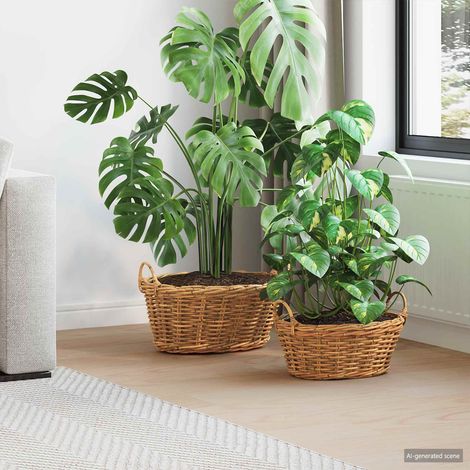 Teenpull – Blumentopfkorb mit Speicher 2 Stk. Naturbraun Kubu Rattan (1/5)