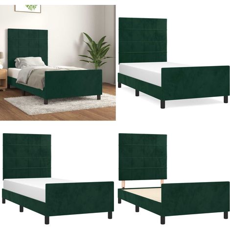 Bettgestell ohne Matratze Dunkelgrün 80x200 cm Samt - Samtbett - Bettestel - Doppelbett - Boxspringbetten - Hochbett - Home & Living