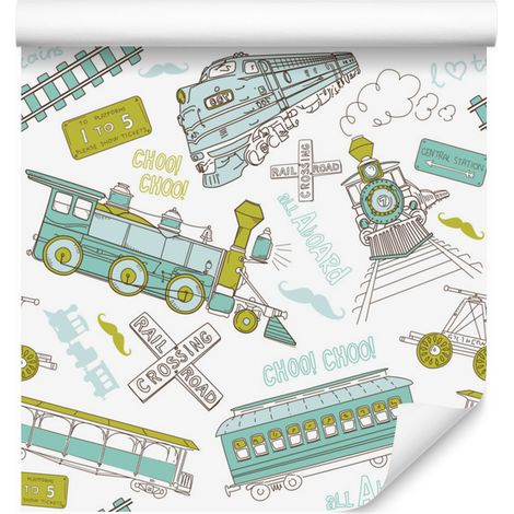 Retro-Lokomotiv-Tapete für Wohn- und Schlafzimmer, 50 x 1000 cm (1/5)