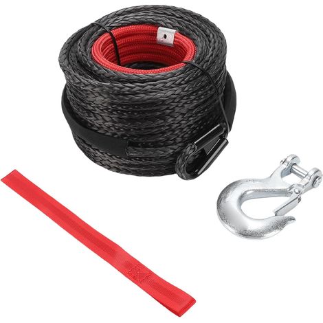Corde de Treuil Synthétique de 8 Mm X 15 M, Câble de Treuil à 12 Brins de Résistance à la Rupture de 5,6 Tonnes avec Crochet forgé Résistance, pour SUV, Véhicule (1/5)