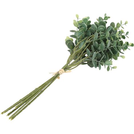 Lot de 6 feuilles artificielles d'eucalyptus en plastique pour décoration de Noël et de mariage, petites feuilles artificielles vertes. (1/5)
