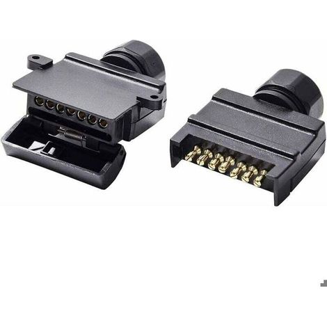Connecteur plat de remorque étanche 7 broches mâle et femelle 12 V – Imperméable et résistant à la corrosion–Compatible remorques (1/3)