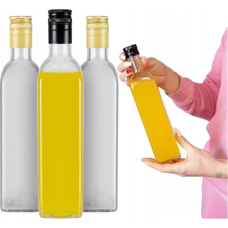 50 botellas de MARASCA CLEAR de 500 ml para aceite de oliva, tintura, vinagre de 0,5 l