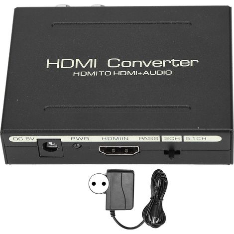 Adaptateurs HDMI vers HDMI, optique SPDIF, RCA pour canaux gauche et droit, compatible 4K, prises aux normes européennes. (1/5)