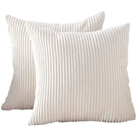 Pair Lot de 2 housses de coussin – Blanc – Dimensions 55 × 55 cm (1/5)