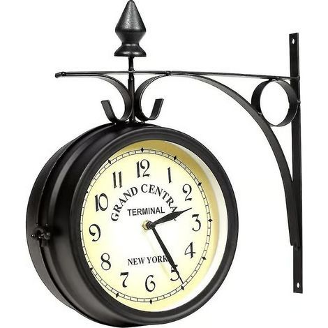 [LCS]Horloge Murale Horloge de Jardin en Fer Forgé Horloge de Gare à 2 faces Faites à la Main Grand Central Terminal New Yo (1/4)