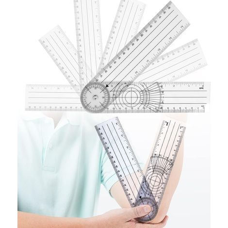 Set mit 1 drehbarem Goniometer-Winkelmesser (360°), transparent, robust, leicht zu transportieren, geeignet für Zuhause und Schule (1/5)