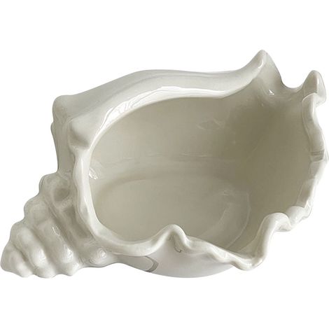 Coquillage blanc en céramique, plateau bijou forme conque, style océan, rangement boucles d'oreilles collier, plat décoratif bol à clés (1/5)