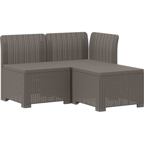 3-Sitzer Garten Sofa Rattan Look PP Hellgrau vidaXL (1/5)