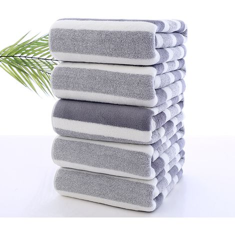 Serviettes - Lot de 2 - très absorbantes, Polaire corail, douces au toucher, Gris, séchage rapide (1/5)
