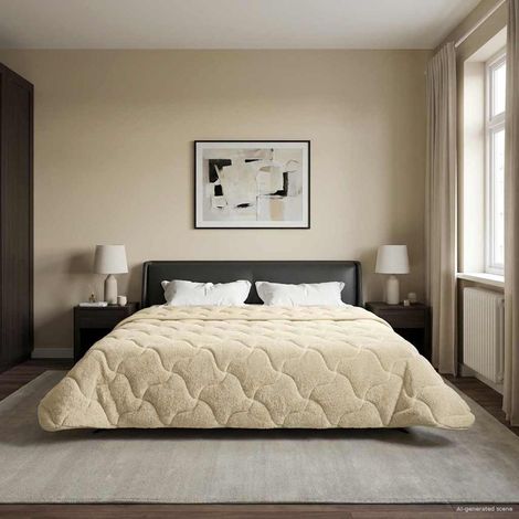Teenpull – Winterbettdecke Creme 240 x 260 cm Mikrofaser und Teddy-Fleece (1/5)