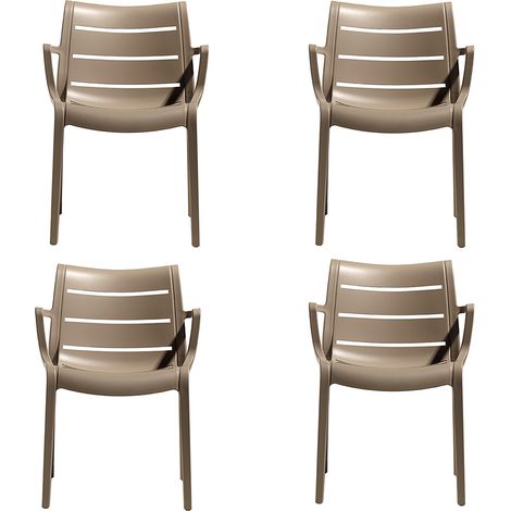 Set 4 Sedia Sunset Tortora S-C-A-B Poltrona con braccioli Impilabile in Tecnopolimero Rinforzato Uso Interno/Esterno Elegante e Robusta – Made in Italy (1/5)