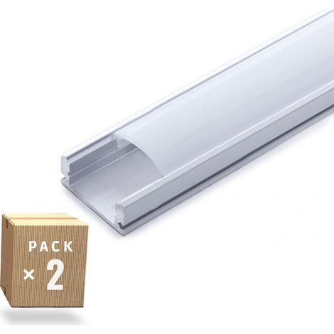 Paket 2 Profil de Aluminium para LED s Diffusor Milchig Streifen 2M