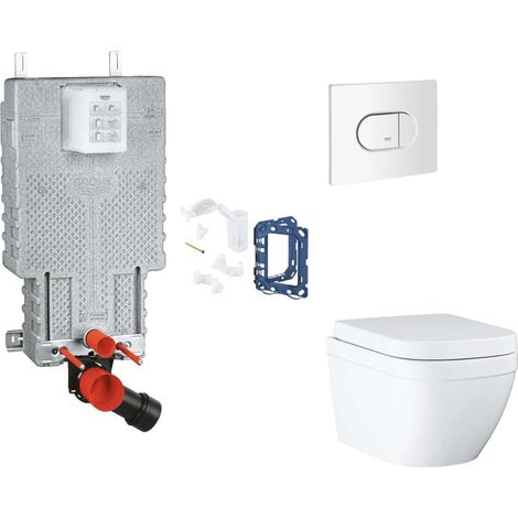 Grohe Uniset - Set bâti-support, cuvette, abattant SoftClose et plaque de déclenchement Arena Cosmopolitan et kit pour insertion de tablette, Triple Vortex, blanc alpin SANI15BB3122