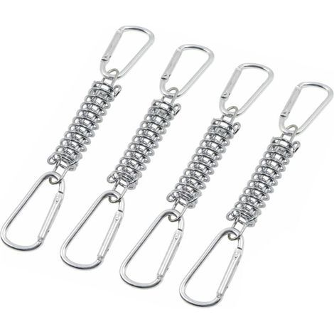 Boucle Ressort Tension Fixation Store - Voile D'ombrage Fixations Accessoires en Acier Inoxydable avec 4 Ressorts HéLicoïdaux 8 Mousquetons pour Tentes Auvents Camping, 4 Pcs (1/5)