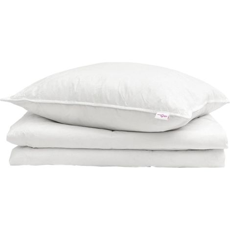 Duvet d'été simple avec oreiller 2 pcs Blanc Plume de canard (1/5)