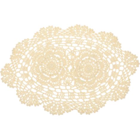 Set de table décoratif en coton beige crocheté pour table à manger (1/5)