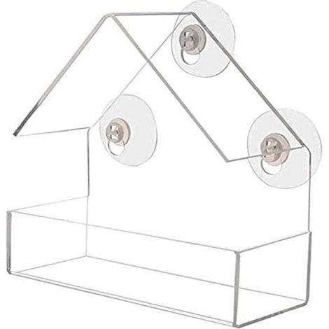 Comederos para pájaros de ventana, Comedero colgante para pájaros silvestres 3 ventosas resistentes, Carcasa acrílico transparente, Fácil limpiar (1/5)