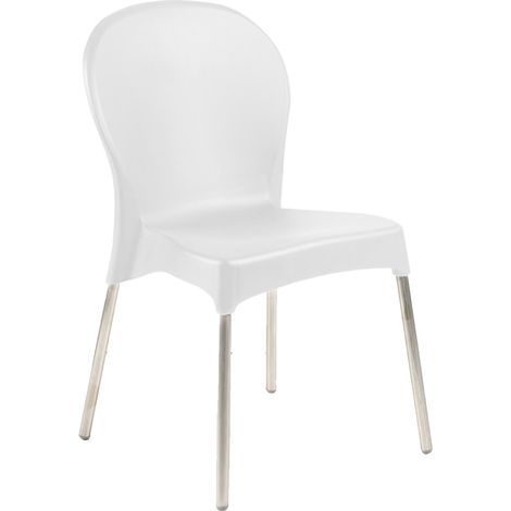 Dmora - Sedia da esterno 0, Seduta da giardino, Sedia per tavolo da pranzo, Poltrona outdoor, 100 % Made in Italy, Cm 51x54h85, Bianco