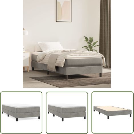 Maison Exclusive Boxspringbettgestell Hellgrau 90x200 cm Samt (1/5)