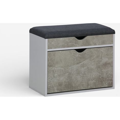 Banco zapatero con cojín acolchado Aroka - Gris (1/5)