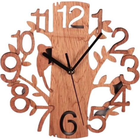 Horloge murale SURENHAP en bois silencieuse classique 23x23x4cm-Ywey (1/5)