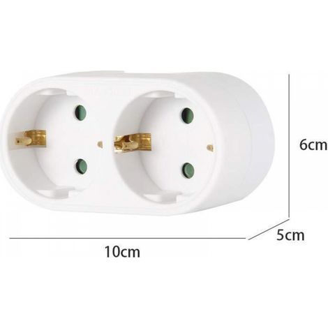 Rallonge électrique - Prolongateur électrique - Rallonge prise - Rallonge prise électrique - Doublette Electrique - Duplite 2P+T 10/16A BLC Se Vrac 714770 Blanc 2 x 2p 16 ampères (1/3)