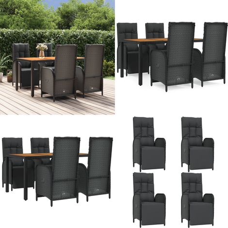 5-tlg. Garten-Essgruppe mit Kissen Schwarz Poly Rattan - Garten Essgruppe - Garten Essgruppen - Home & Living (1/5)