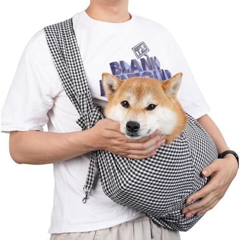 1 Sac à bandoulière pour chien et chat, tissu respirant, avec poche de rangement, laisse de sécurité incluse (1/5)