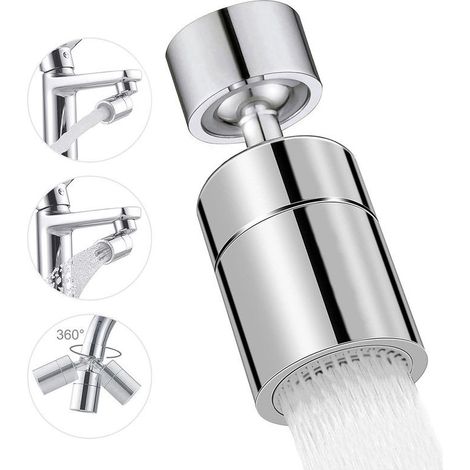 Ouylaf Aérateur de robinet 360° pivotant 2 modes de jet Économie d'eau 40-80% Filtre à mailles 4 couches Pour cuisine et salle de bain (1/4)