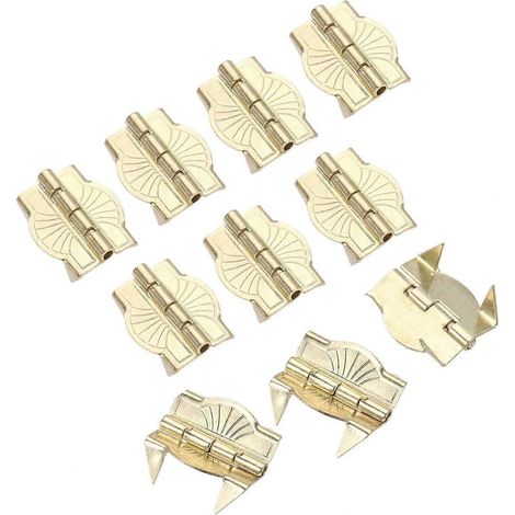 Lot de 10 charnières d'angle avec pieds en métal doré, 25 mm x 17 mm, pour porte de placard (1/5)