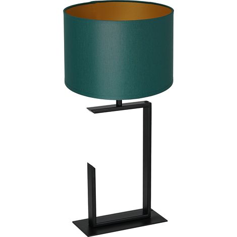 Lampe table noir, abat-jour vert or 52cm E27 Luminex