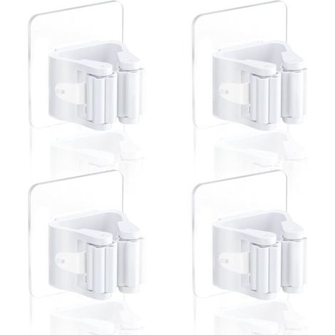Soporte para escobas para montaje en pared, colgador de escobas para montaje en pared, soporte para escobas para montaje en pared, soporte para escobas para montaje en pared sin taladrar, adecuado par (1/4)