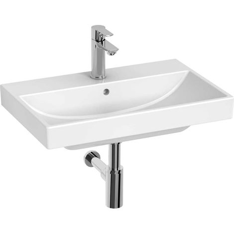 Jika Cubito Style - Waschbecken 62x40 cm, mit Überlauf, Hahnloch, weiß H8114430001041 (1/2)