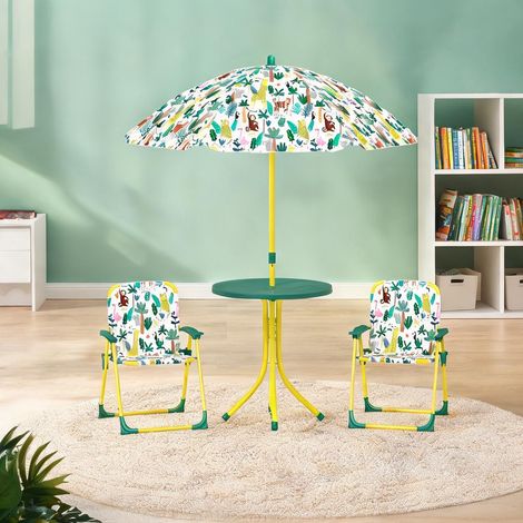 Ensemble table et chaises enfant avec parasol 4 pièces pliable (1/5)