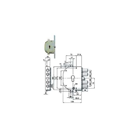 Serrure triple mortaise avec pêne demi-tour Cyl. UE. Blindé 2151Pen - mm.60 DX (2151PEN-01)
