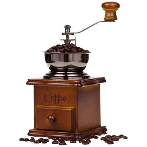 Moulin à café en bois vintage antique en céramique à manivelle avec style rétro - tfrf (1/4)