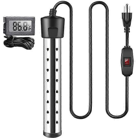 Chauffe-eau à immersion, 1500 W, pour piscine avec interrupteur, chauffe-baignoire avec contrôle intelligent de la température, prise américaine. (1/4)