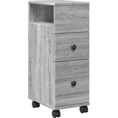 Maison Exclusive - Mobile da Bagno Stretto con Ruote Grigio Sonoma in Truciolato