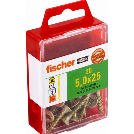Tornillos POWER-FAST de acero dicromado Pozidriv 5x25mm, 20 piezas
