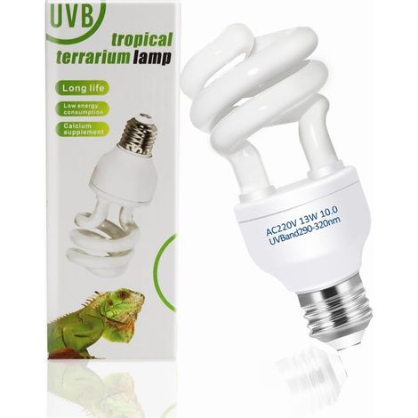 13W 10.0 Ampoule uv, AC 220V lampe uv tortue terrestre,plantes améliorer synthèse,D3 augmenter l'absorption calcium, ampoule uva uvb tortue convient aux reptiles, aux animaux du désert, aux serpents (1/5)