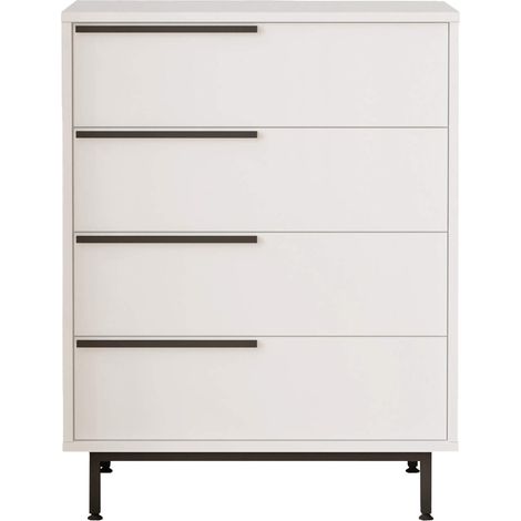Cajonera 4 Cajones Rebecca Mobili Vahona 95x75x44,5 Tablero de partículas Hierro Blanco Gris Oscuro Moderno