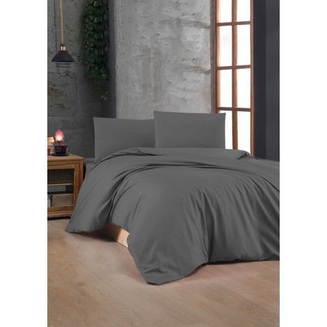 Funda nórdica, funda nórdica, ropa de cama Set 100% Algodón Antracita (1/3)