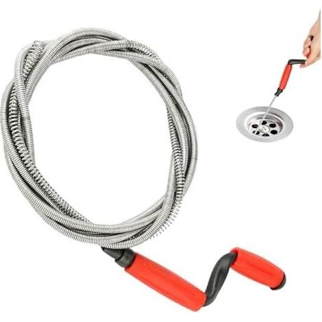 Abflussspirale, 4,2 m x 6 mm, Handkurbel, zur Reinigung von Toiletten, Waschbecken und Rohren - (1/5)