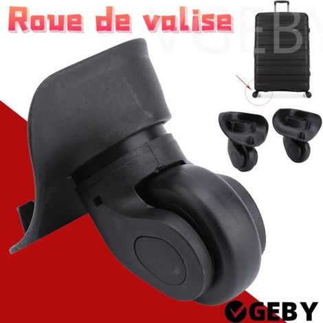 Roulettes universelles en PVC pour réparation de bagages -YES - Lot de 2 - Noir - Pivotante - A vis (1/4)