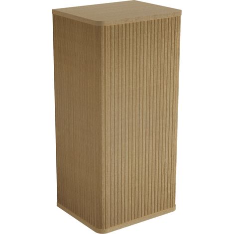 Armoire de salle de bain murale en chêne avec design cannelé et portes push-to-open (1/5)
