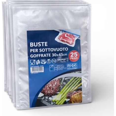 Buste per Sottovuoto Goffrate Alimenti 30x45cm 25 Sacchetti Alimentari BPA 64429