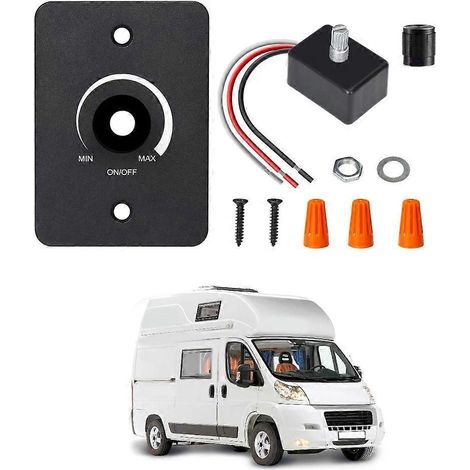 Variateur rotatif LED PWM 12 V CC pour éclairage halogène, compatible avec caravanes, bateaux et automobiles. (1/4)
