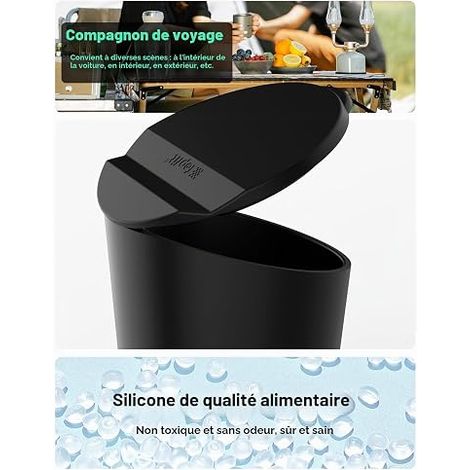 Car Trash Can with Lid, Small Cup Holder, Door Pocket, Trash Can for Car, Home, Office, Black (1/4)