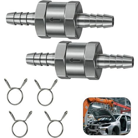 Clapet Anti-Retour De Carburant 8mm Valve De Carburant En Alliage D'Aluminium, Pour Voiture Bateau Moto, Système De Contrôle À Essence (2 Pièces) (1/5)